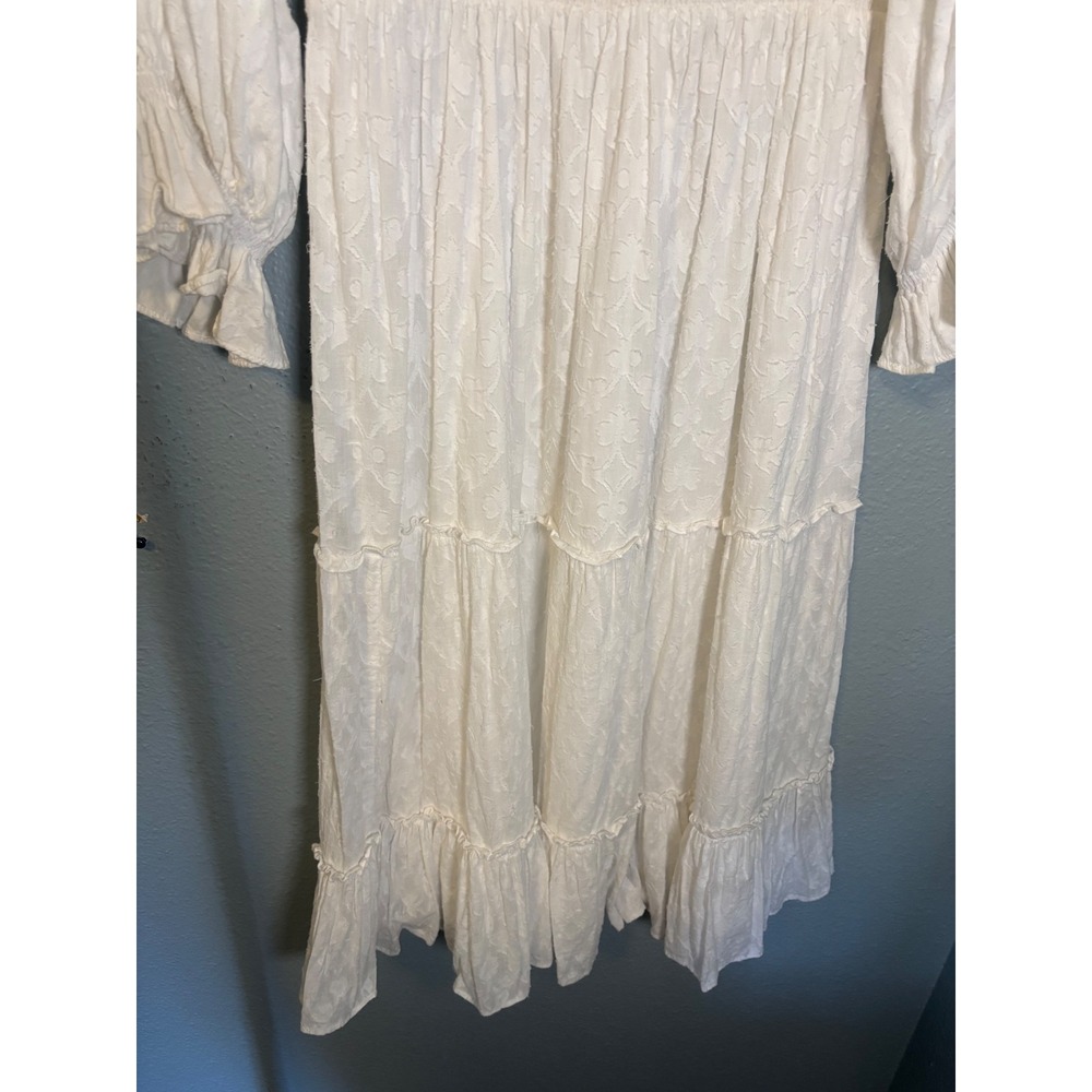 JessaKae Carefree White Cotton Midi Dress Smocked Size Medium - Picture 5 of 9